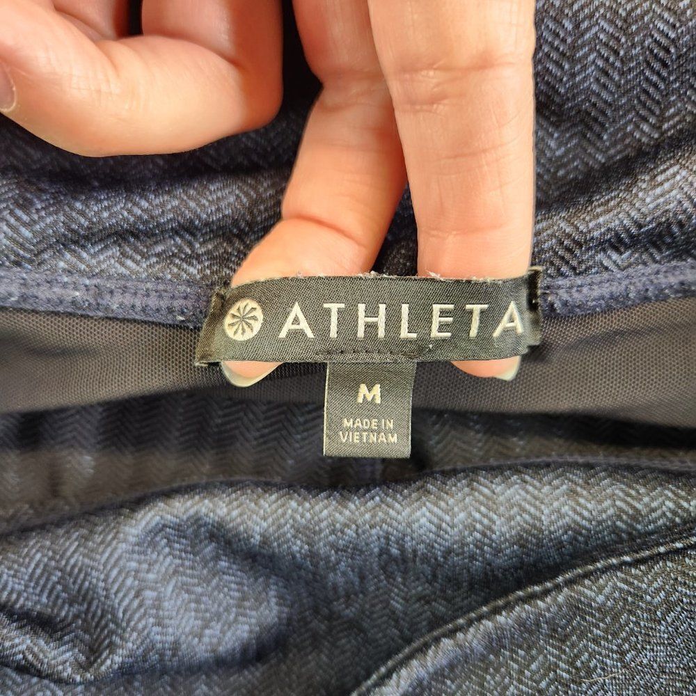 Athleta Mercer Herringbone Tight Womens Medium Blue Pockets Slit Ankle Pants - Picture 9 of 16